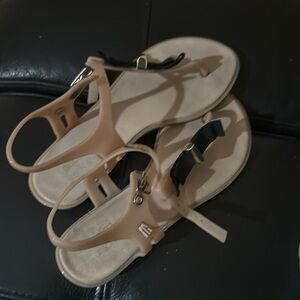 Melissa Cream and Black Sandals with Ankle Straps